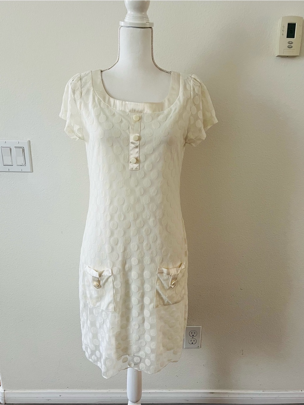 Enfocus Studio Cream Polka Dot Mini Dress